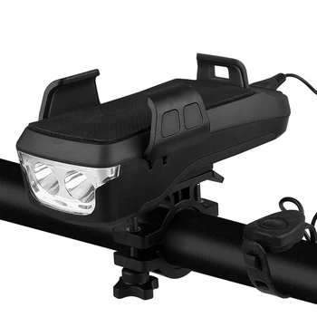 

USB Charging Phone Holder USB Rechargeable Bicycle Headlight Bike Horn Phone Holder 4 IN 1 4000mAh