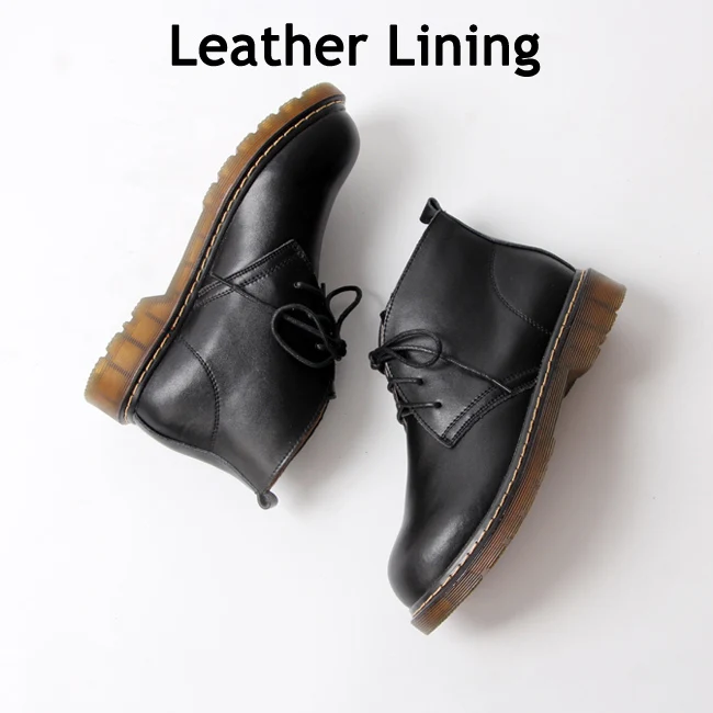 Black Leather Boots Женские ботинки из натуральной кожи; коллекция года; сезон осень-зима; женские ботильоны; Винтажная обувь на низком каблуке со шнуровкой; женская обувь; Bota Feminina - Цвет: Black Leather Boots