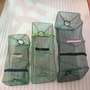 

AOTU Mesh Crab Fishing Net Crayfish Lobster Shrimp Prawn Hand Trap Foldable Fishing Network Trap Cage Random Color