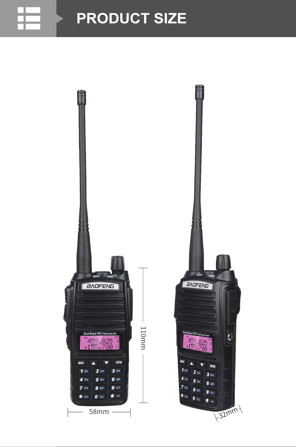 Baofeng UV-82 8 Вт двухстороннее радио Dual-hand с наушниками 136-174/400-520 МГц FM CB Любительская рация для взрослых Открытый трансивер