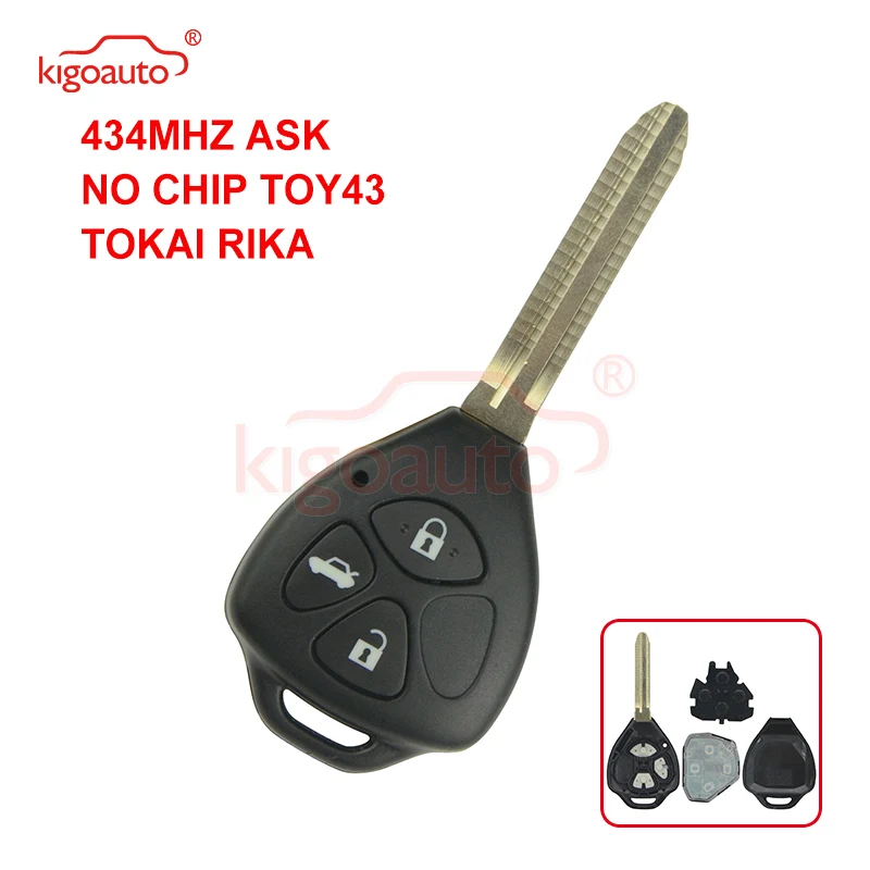 Kigoauto TOKAI RIKA Remote Key 3 Button 434Mhz TOY43 For Toyota HILUX 434Mhz