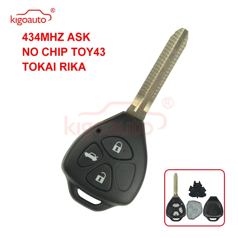 

Kigoauto TOKAI RIKA Remote key 3 button 434Mhz TOY43 for Toyota HILUX+434mhz