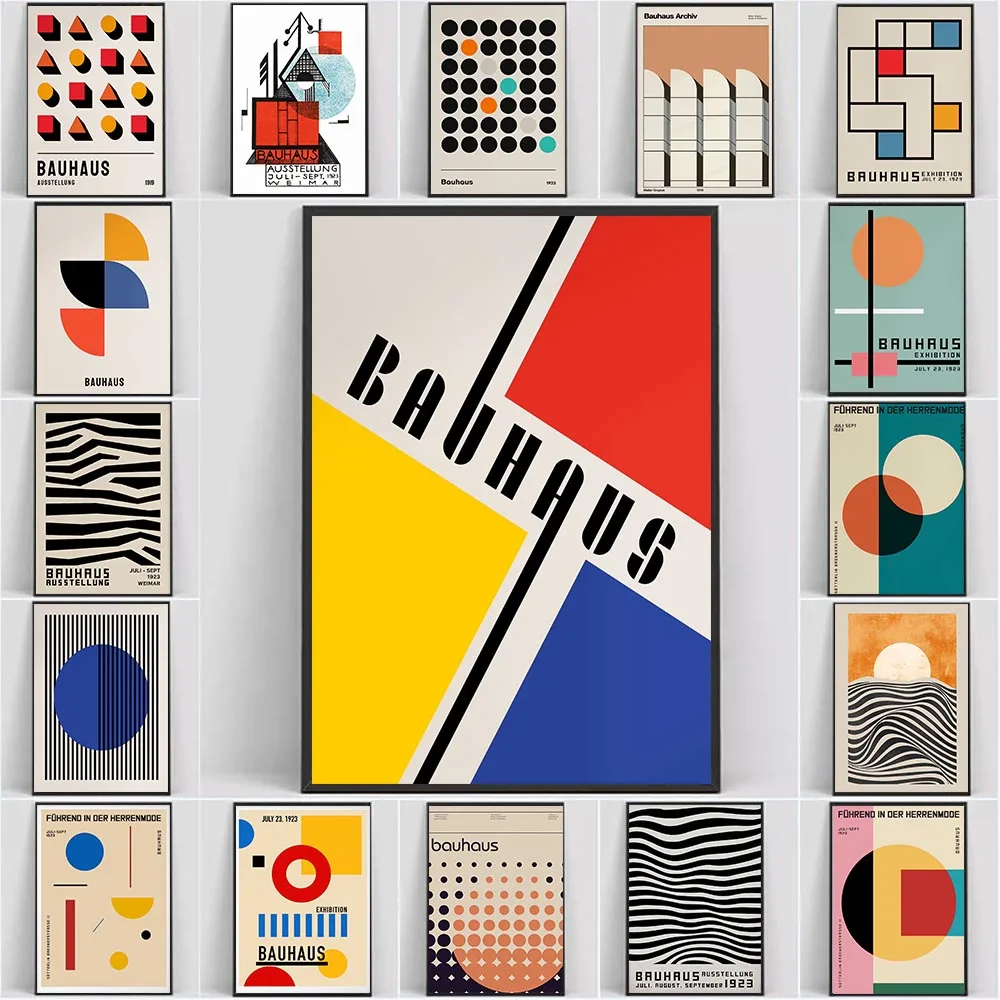 Уникальные геометрические постеры Bauhaus минималистичные художественные принты