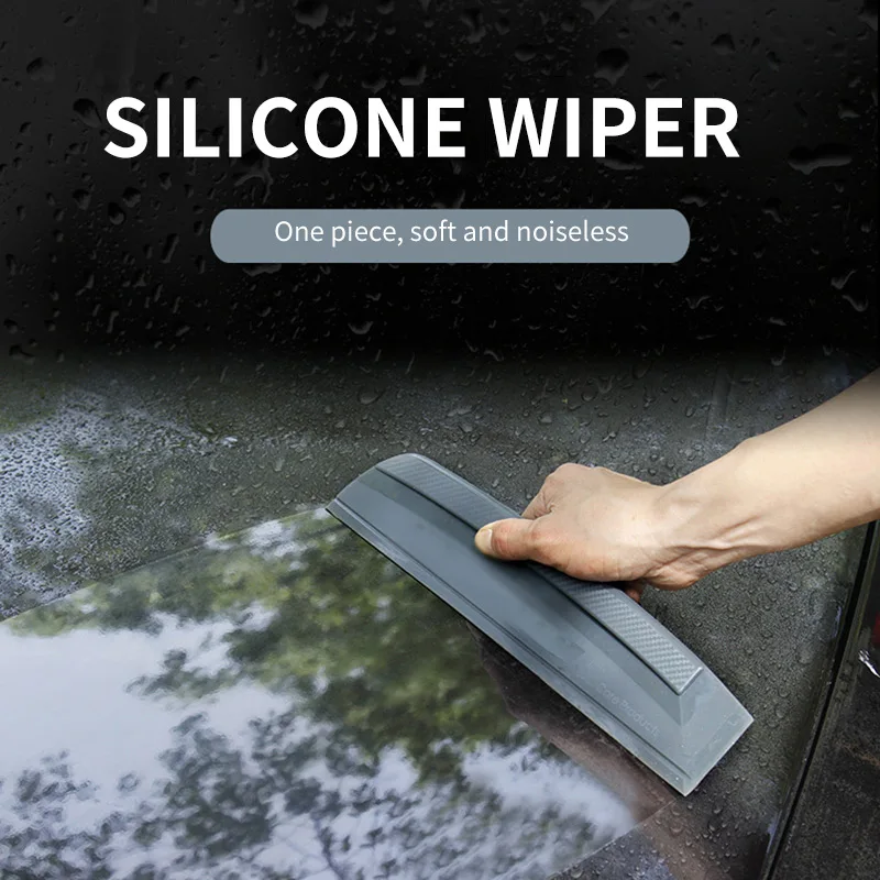 Car Windshield Scraper Soft Silicone With Carbon Fiber Pattern Handle