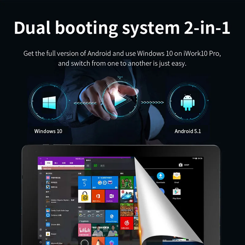 Alldocube iWork10 Pro Планшет 10 1 дюйма Intel Cherry Trail Windows + Android 5.1 Двойная система ОЗУ 4ГБ+ПЗУ