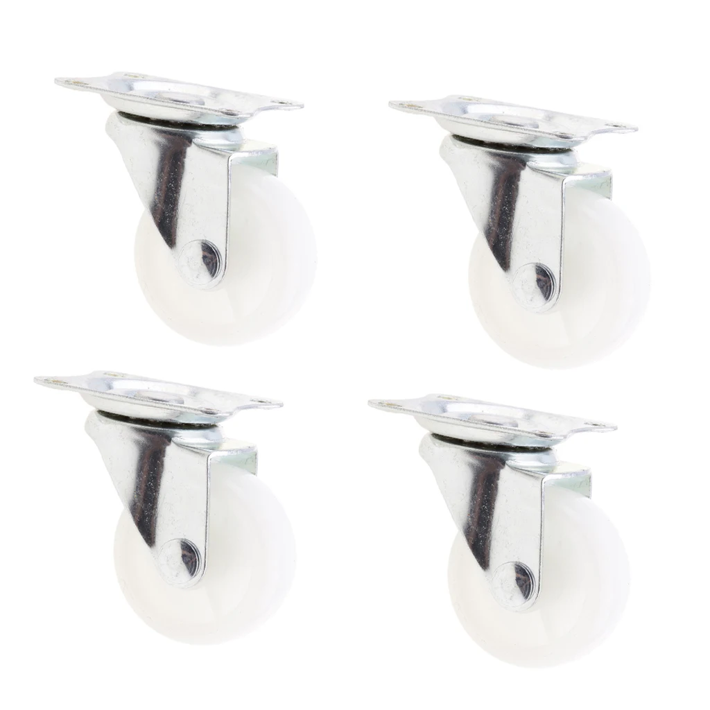 SWIVEL CASTORS 4PC 40mm WHEEL BALL BEARINGS FURNITURE TROLLEY castor White