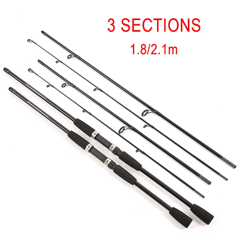 

OURBEST Portable Travel Rod Fishing Lure Rod 3 Sections Spinning Casting Rod Fishing Pole M 1.8/2.1m Bait Weight 4-21g