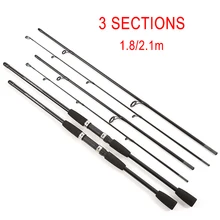 OURBEST Portable Travel Rod Fishing Lure Rod 3 Sections Spinning Casting Rod Fishing Pole M 1.8/2.1m Bait Weight 4-21g