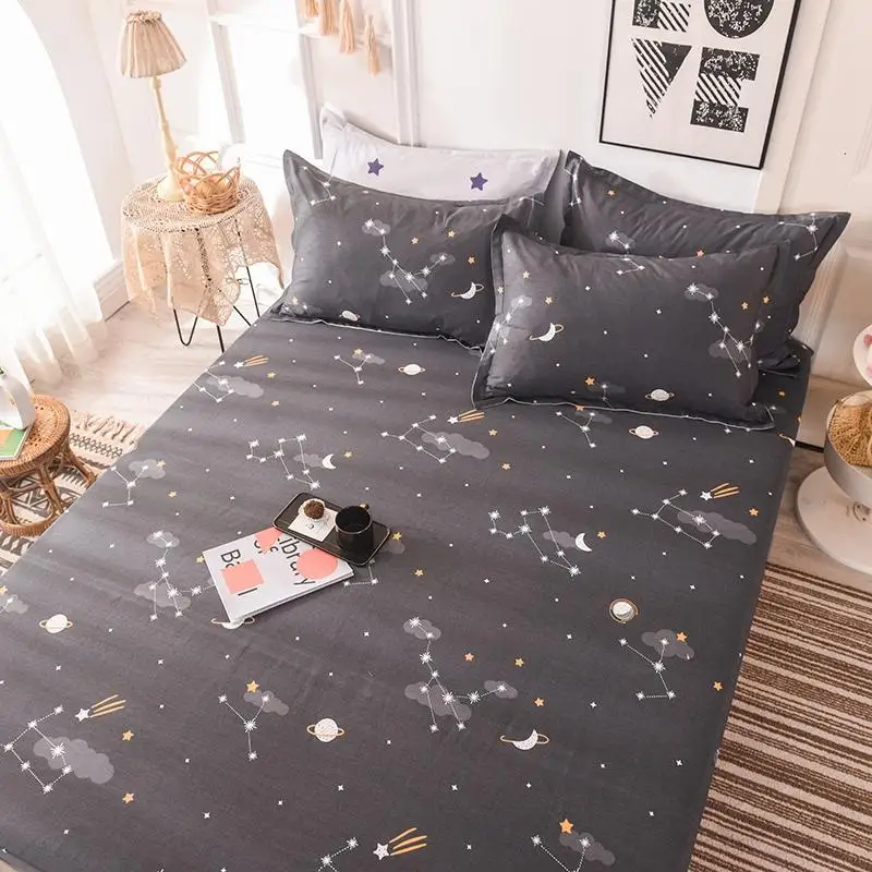 53 New Product 1pcs Cotton Printing bed mattress set with four corners and elastic band sheets
