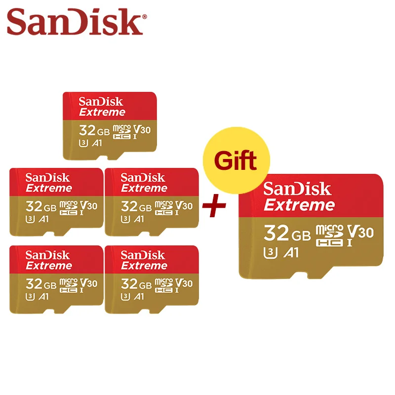 SanDisk купить 5 получить 1 бесплатно карты памяти Экстремальный 32 Гб A1 Micro SD карты 64 Гб 128 ГБ SDXC UHS-I U3 4K A2 флэш-карты памяти Microsd