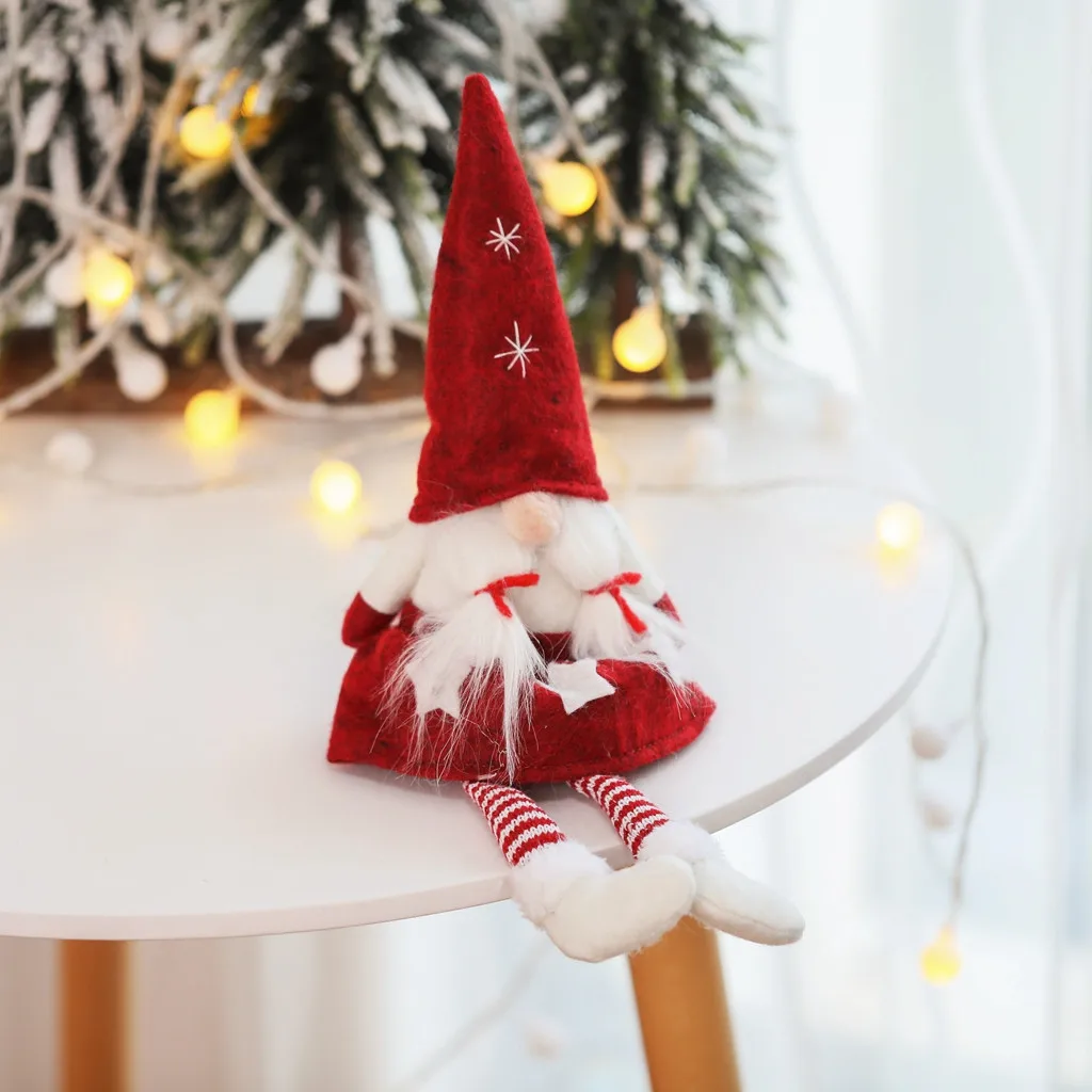 C Christmas Long Legged Swedish Santa Gnome Plush Doll Ornament Handmade Elf Toys Holiday Home Party Decor Kids Gift#25 - Цвет: C