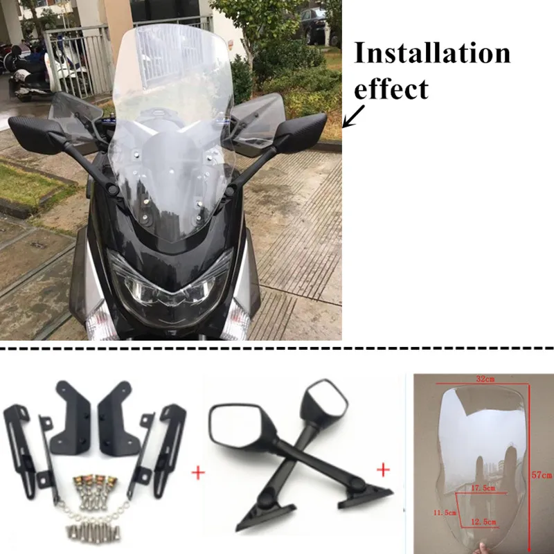 A mirror clear18 Модифицированный мотоцикл nmax Регулируемый pc лобовое стекло ветровое стекло дефлектор ветровые экраны щит для YAMAHA nmax155 nmax 155 - Color: A mirror clear18