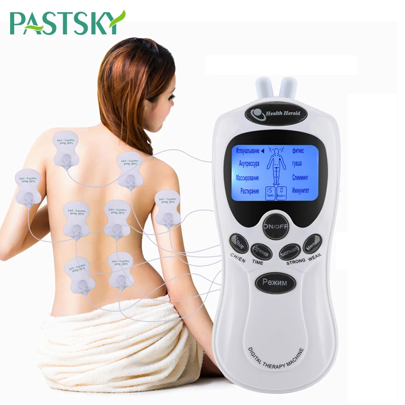 

8 modes Russian Language Electric Tens Acupuncture Body Massage LCD Display Digital Therapy Machine For Back Neck Foot Leg Care