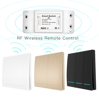 

1/2/3 gang 433Mhz smart push Wireless Switch Light RF Remote Control 85V~250V Receiver Wall Panel button Ceiling Lamp