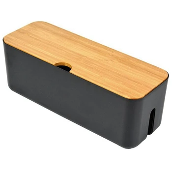 

Cable Storage Box Power Strip Wire Case Anti Dust Charger Socket Organizer Desktop Network Line Storage Bin Black