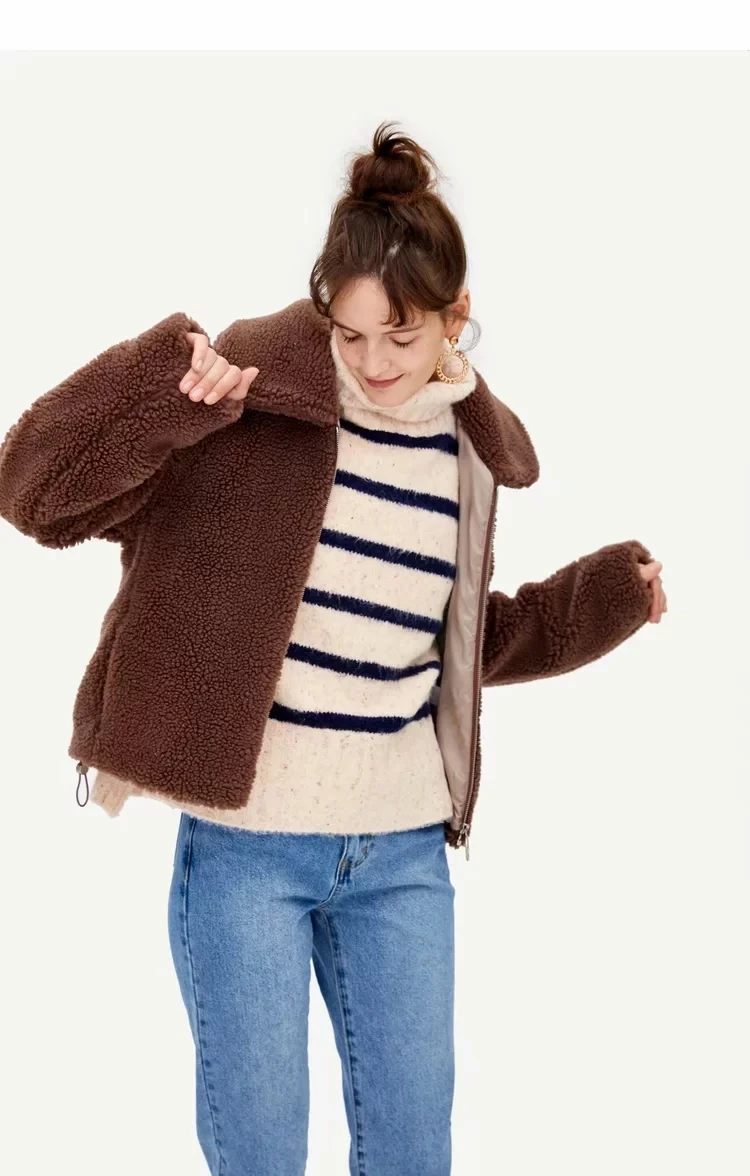 Женская зимняя куртка casaco preppy из плотного овечьего бархата с рукавами реглан, свободная теплая куртка, пальто feminino jaqueta feminina, топы
