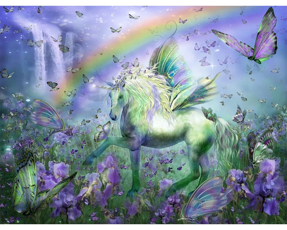 

Paints By Numbers 40x50cm Abstract White horse with wings Oil Painting By Numbers Set Gift Coloring By Numbers Canvas Wall Set