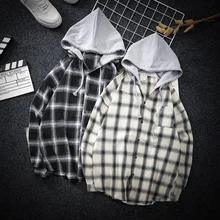 BOLUBAO, новинка, мужские клетчатые рубашки с капюшоном, Весенняя мода, брендовая мужская повседневная рубашка, топы, мужская рубашка с длинным рукавом, уличная одежда