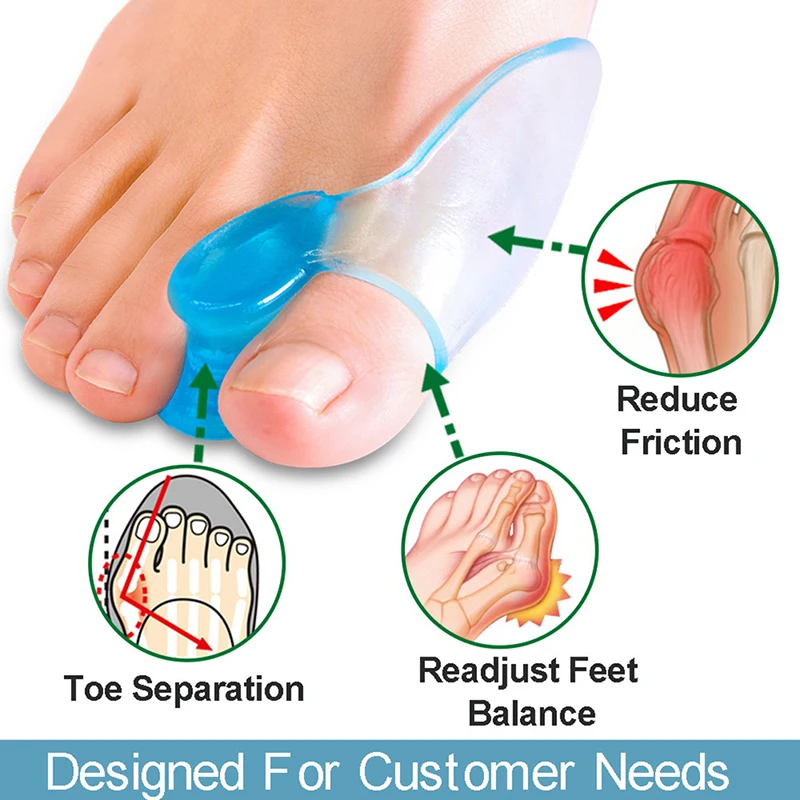 1 Pair Silicone Gel Bunion Toe Corrector Orthotics Straightener Separator Pain Relief