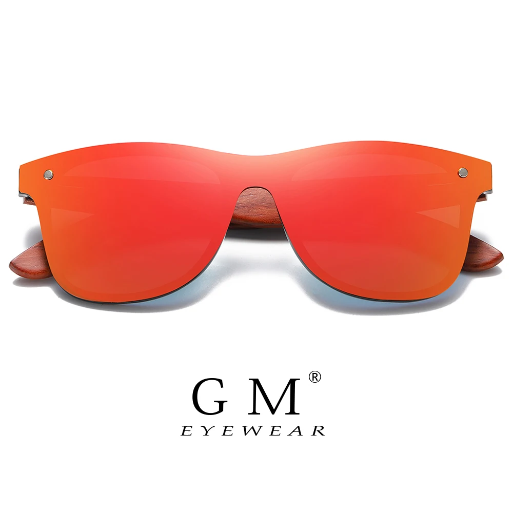 

GM Red Wood Rimless Polarized Men Sunglasses Square Frame Sun glasses Women Sun glasses Male Oculos de sol Masculino