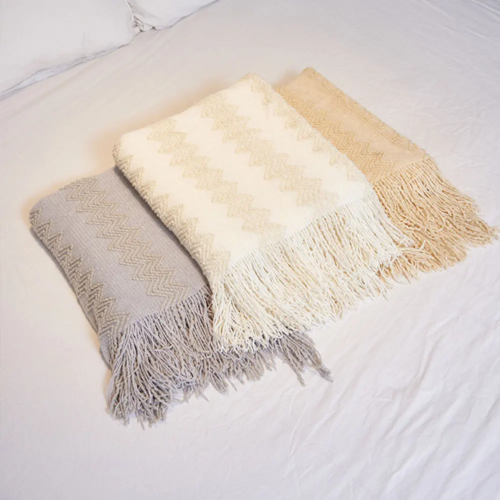 Вязаные пледы в скандинавском стиле, повседневные акриловые одеяла в американском стиле для отдыха, для кровати, кровати, дивана, твердые пледы, домашний текстиль
