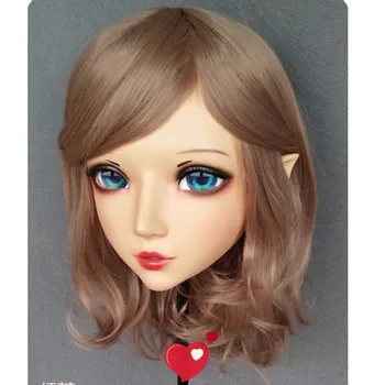 شراء (NEW-01) اليدوية الإناث الراتنج فستان متقاطع فتاة جميلة BJD أقنعة انمي ياباني تأثيري قناع Kigurumi