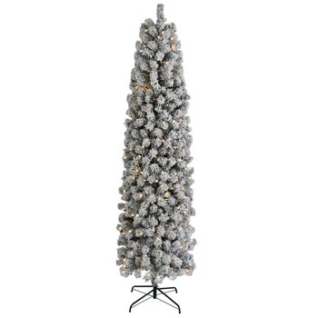 

7.5ft Pencil Flocking Tied Light Christmas Tree elaborated with to show the vivid full-blown pine tree