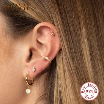 

ROXI Round Beads Hoop Earrings for Women Girls Sunflower Drop Birthday Wedding Earrings 925 Sterling Silver Jewelry Orecchini
