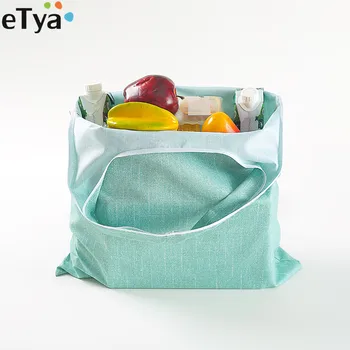 

eTya Large Capacity Folding Eco Shopping Bags Women Oxford Reusable Shopper Bag Tote Bag Grocery Foldable Cloth bagPouch Case