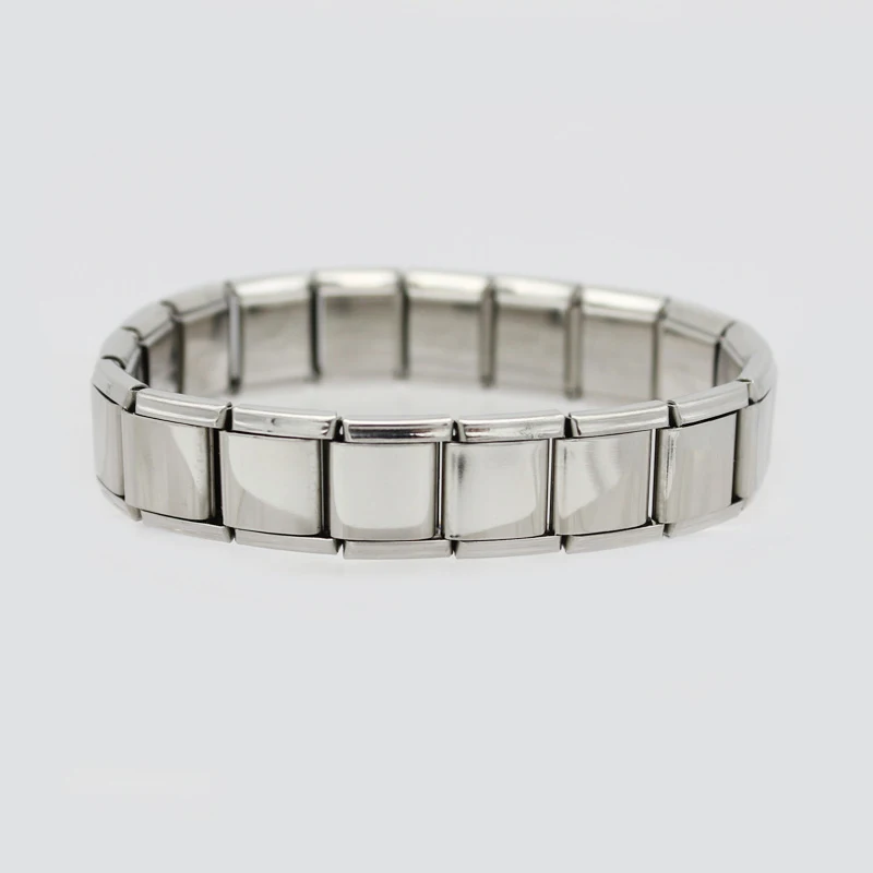 Stainless Steel Adjustable 13mm Wide Mens Bracelet 18 Links Shiny