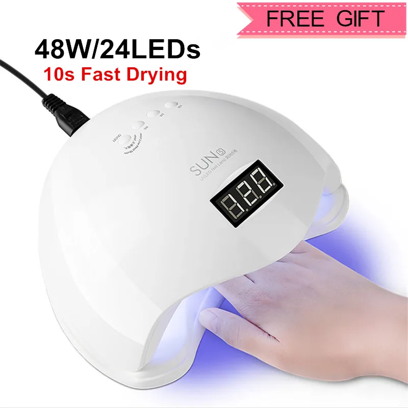 Лампа Sun 5 УФ/LED для сушки гель лака сушилка с инфракрасным датчиком и таймером