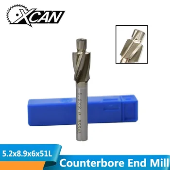 

XCAN 1pc 4 Flute HSS Counterbore End Mill Countersink Drill Bit for Metal Working M5.2 Pilot Slot Milling Cutter
