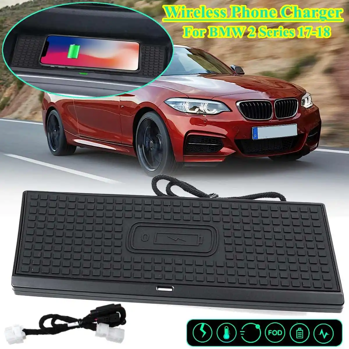 

Car Wireless charging phone charger charging plate panel Phone Mount Holder For BMW 2 Series 2017-2018