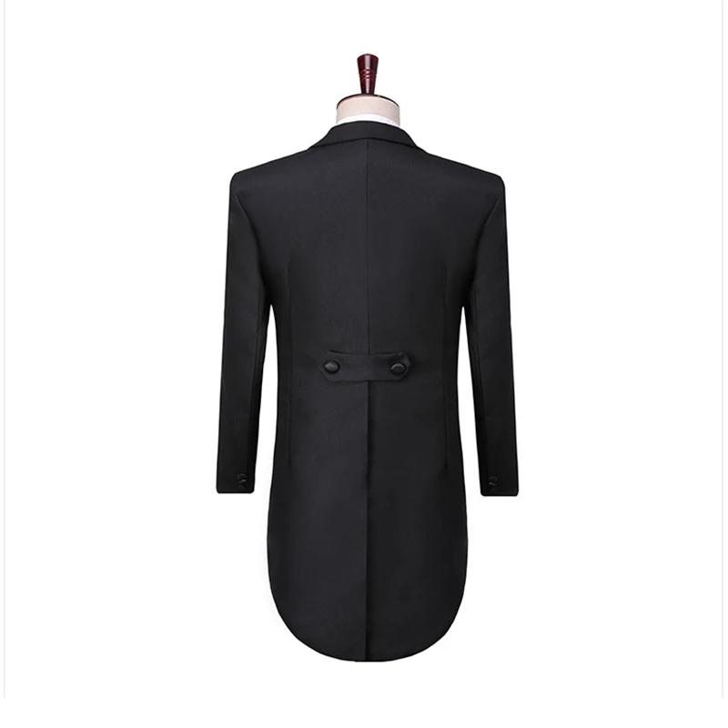 Men Classic 3 Pieces Tailcoat Black White Wedding Tuxedo Groom Suit Business Party Prom Singer Dancer Host Stage Dress mens suit