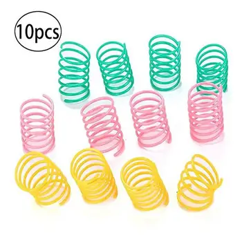 

1pcs/5pack/10 Pack Cat Spring Toy Plastic Colorful Coil Spiral Springs Pet Action Wide Durable Cats Interactive Toys
