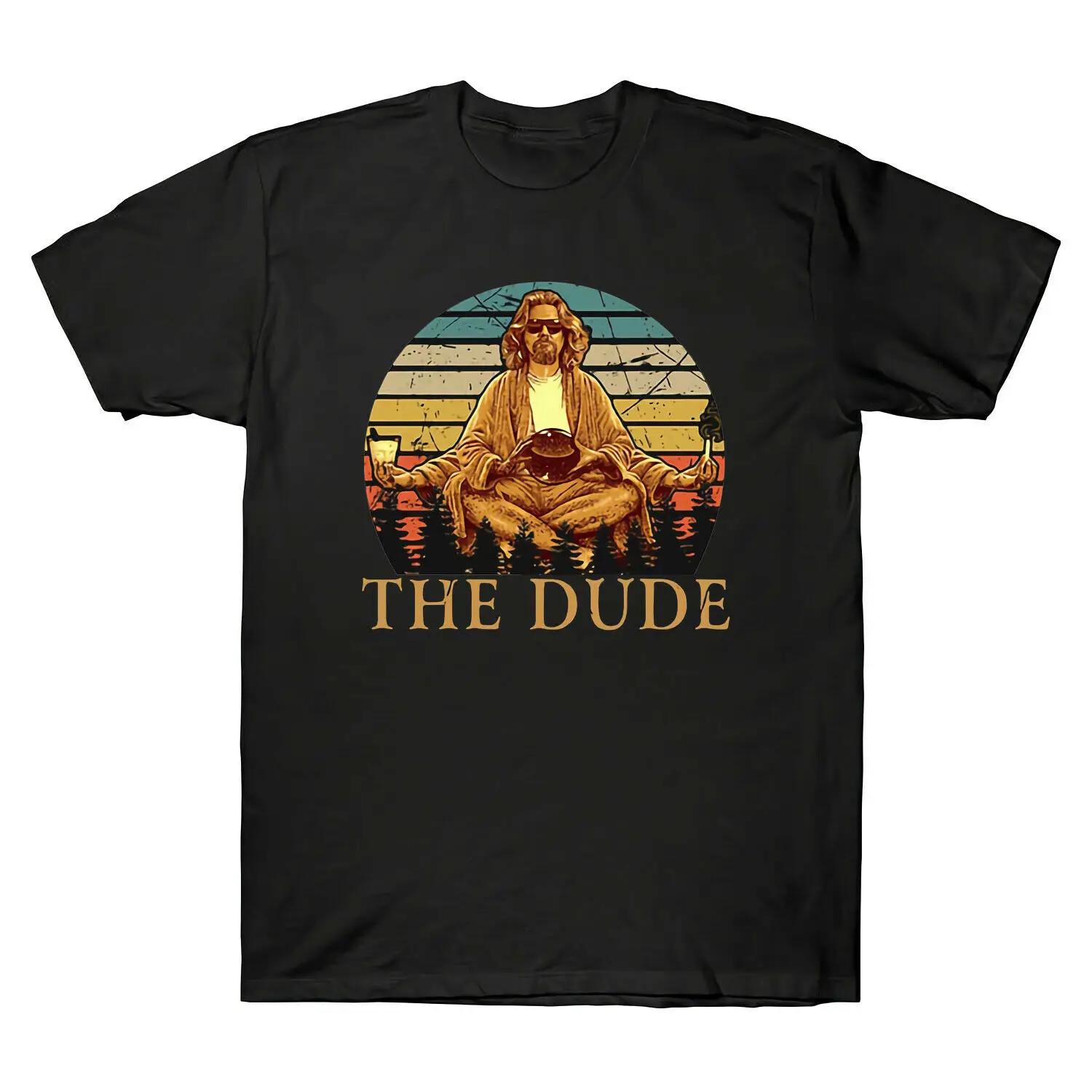 Винтажная Мужская футболка The Big Lebowski Dude Abides черная хлопковая Топ|Футболки| |