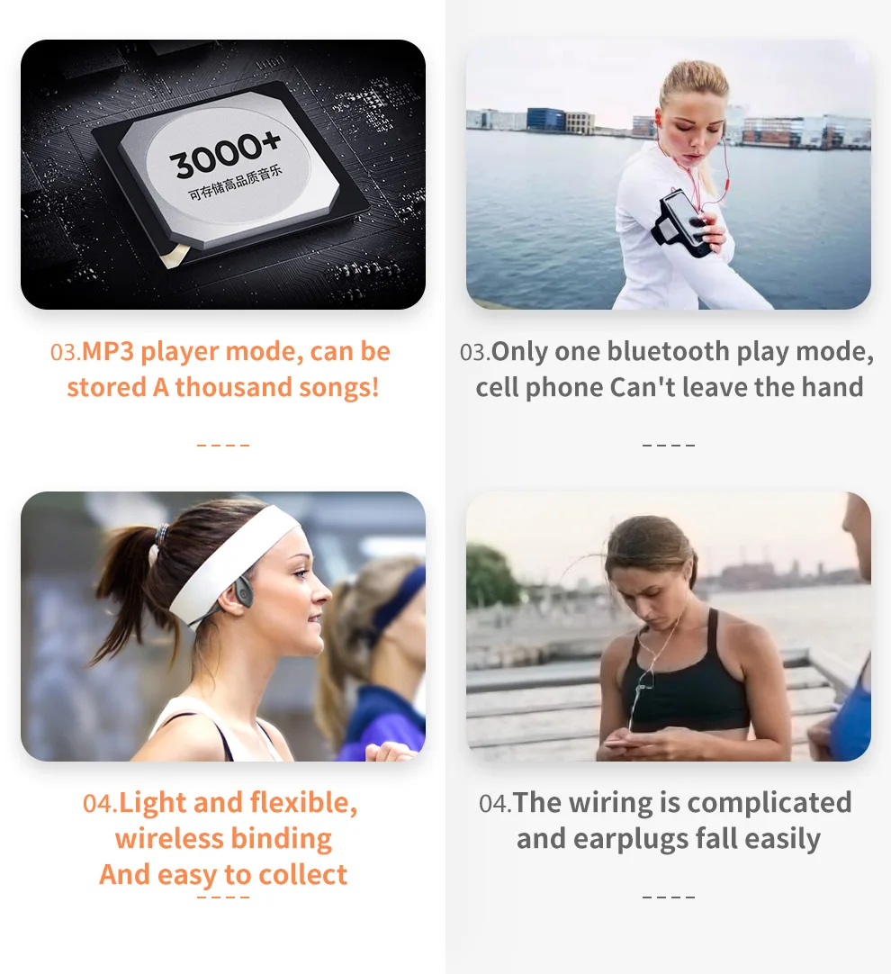 Aotum наушники Bluetooth 5,0 костной проводимости гарнитуры MP3 поставляется с 16G памяти Беспроводные спортивные наушники Handsfree наушники