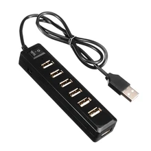 Новое поступление, 7 портов, USB 2,0, концентратор, высокая скорость, 480 Мбит/с, USB разветвитель, черный usb-хаб, адаптер для компьютера, ноутбука, 115x25x18 мм