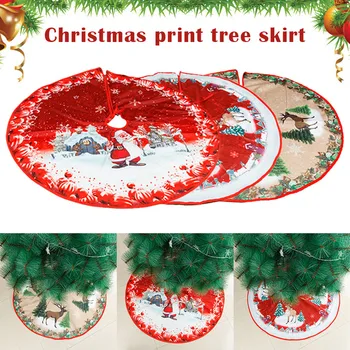 

Foldable Chrstmas Elements Printed Christmas Tree Skirt Xmas Tree Decoration Home UD88