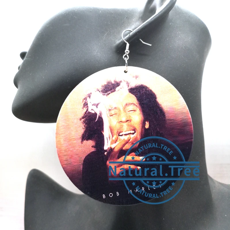 Деревянные серьги Bob Marley | Украшения и аксессуары