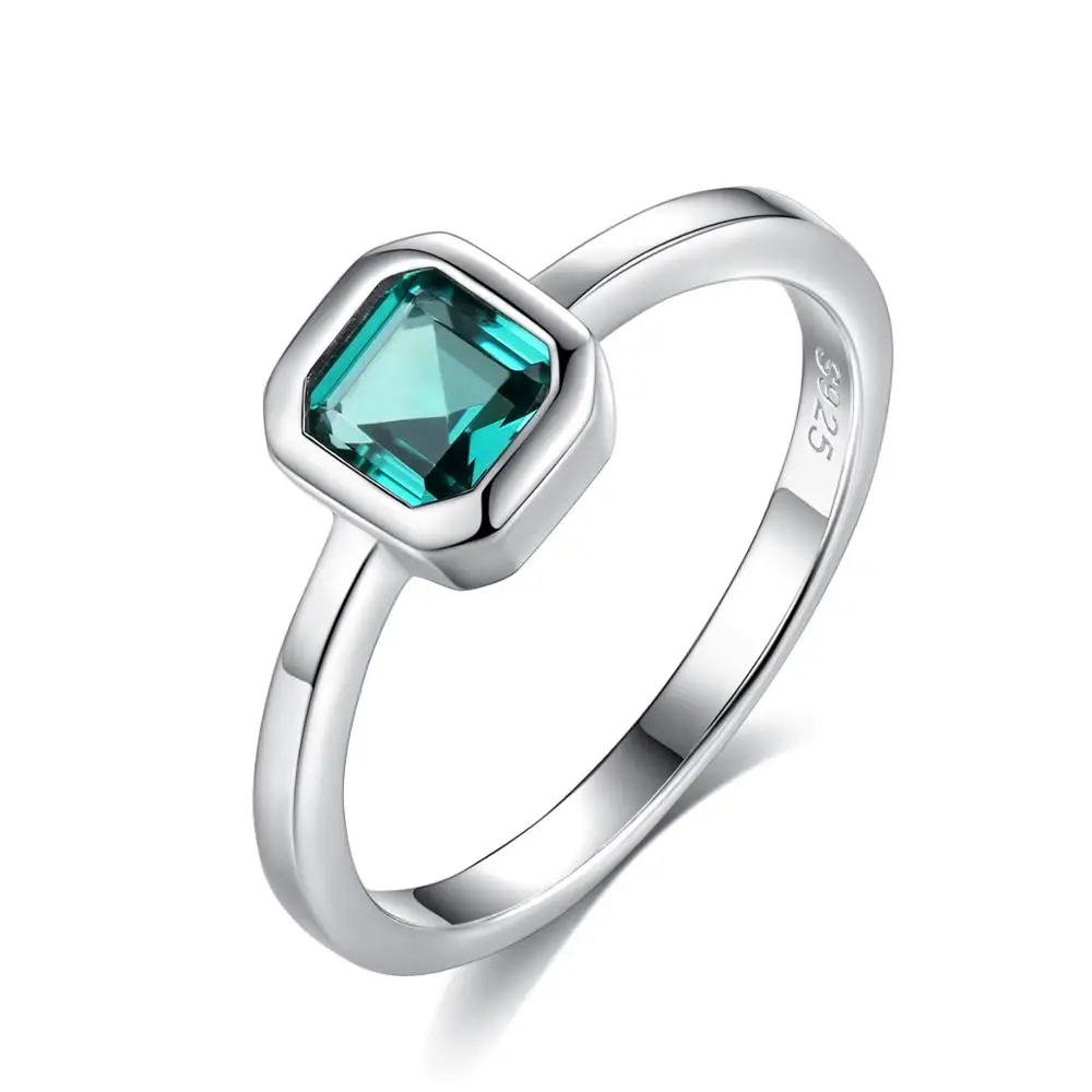

Fenchen Real 925 Sterling Silver Engagement Rings for Women Square Emerald Gemstone Promise Wedding Ring Fine Jewelry Gift AR125