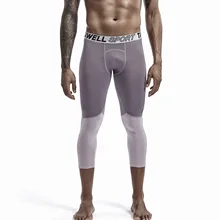 Мужские Компрессионные спортивные легинсы для бега баскетбольные брюки 3/4 облегающие леггинсы