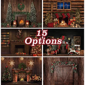 

Mocsicka Christmas Vintage Wooden Wall Backdrop for Photography Retro Decoration Family Portrait Photographic Photoshoot Picture