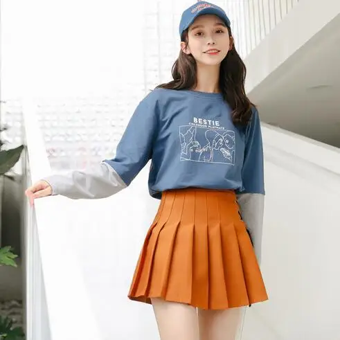 Женская Harajuku галстук-бабочка Милая панк забавная винтажная Женская плиссированная юбка милые японские юбки для женщин DF212