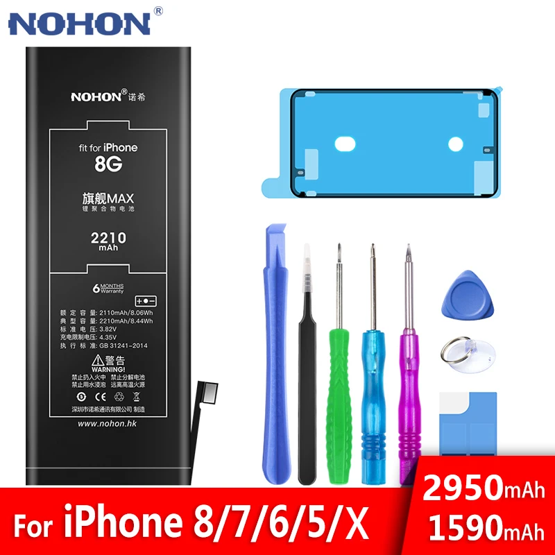 NOHON аккумулятор для Apple iPhone 5 6 7 8 X высокой емкости iPone iPhone 5 iPhone6 iPhone7 iPhone8 сменные инструменты