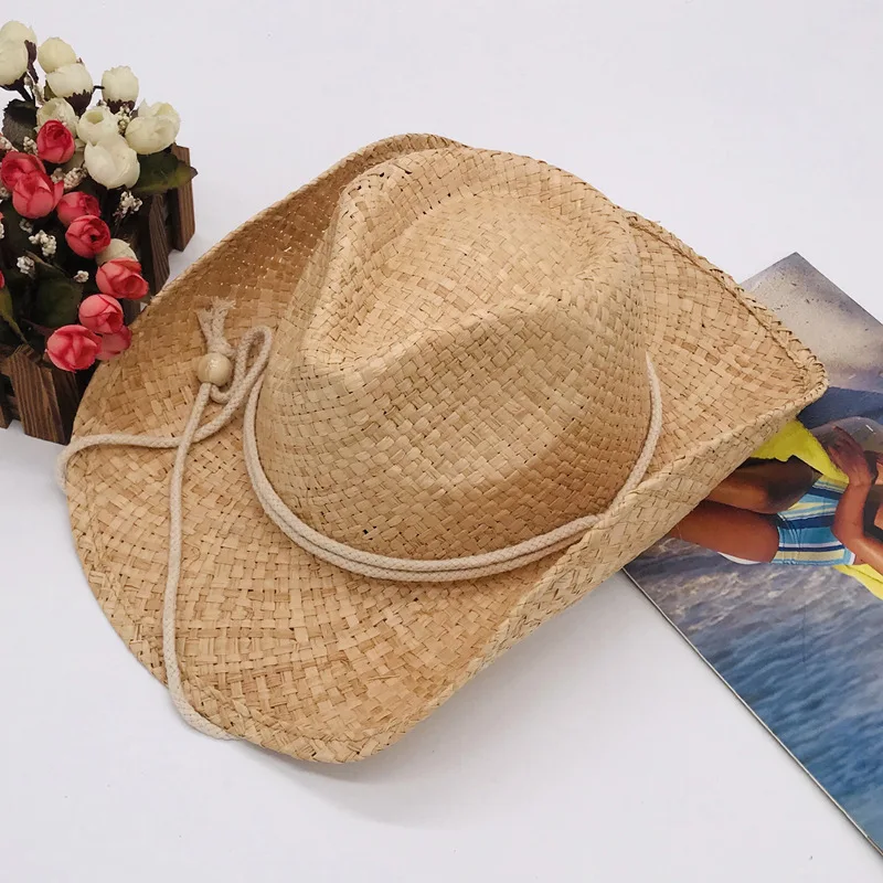 Ковбойская соломенная Мужские Женские шапки летняя пляжная шляпа ручной работы ковбой солнцезащитный козырек Paname джаз шляпа Chapeu Sombreros A137