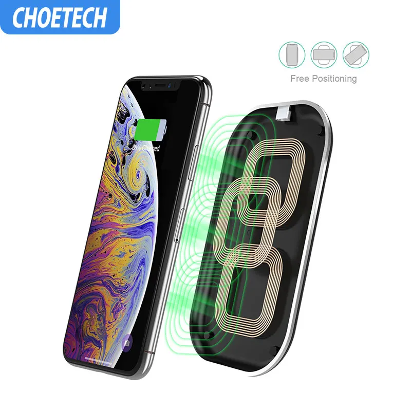 

CHOETECH 10W 3 Coils Qi Wireless Charger Pad For iPhone XS Max Xr X 8 Fast Charger For Xiaomi MIX 2S For Samsung S8 S9 Plus S10