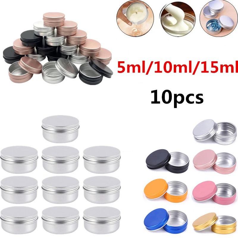 10PCS 5/10/15ML Mini Round Empty Aluminum Tin Storage Lid Jars for Cosmetic Spices Tea Can Organizer Cream Lipstick Ointment | Дом и сад