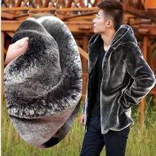 Autumn Winter Mens Faux Fur Mink Coat Short Grey Hooded Coat Plush Fluffy Coat Male Plus Size Xxxl 4xl 5xl Warm Overcoat Men