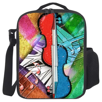 

Abstract Guitar Musical Notes Portable Thermal Picnic Shoulder Lunch Bag for Women Office Cooler Box Handbag Pouch